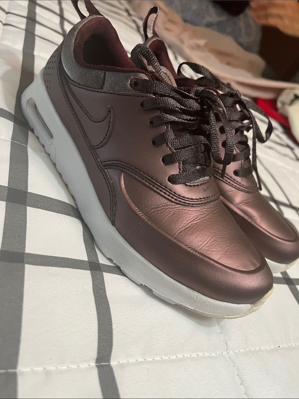 Nike Womens Air Max Thea PRM Metallic Mahogany  - Deep Plum with White Sole